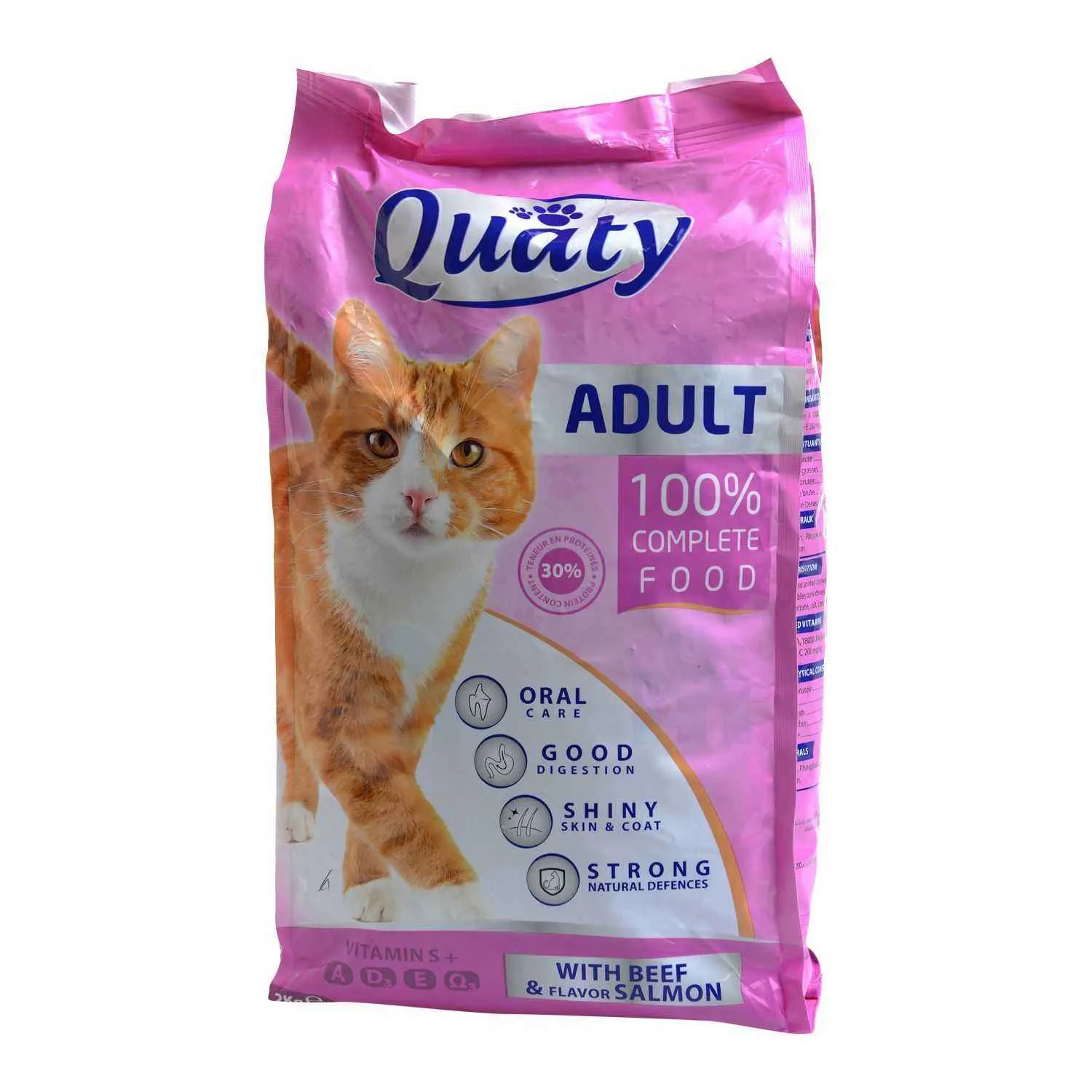 Croquettes au bœuf et goût de saumon pour chat adulte 2Kg - QUATY 1
