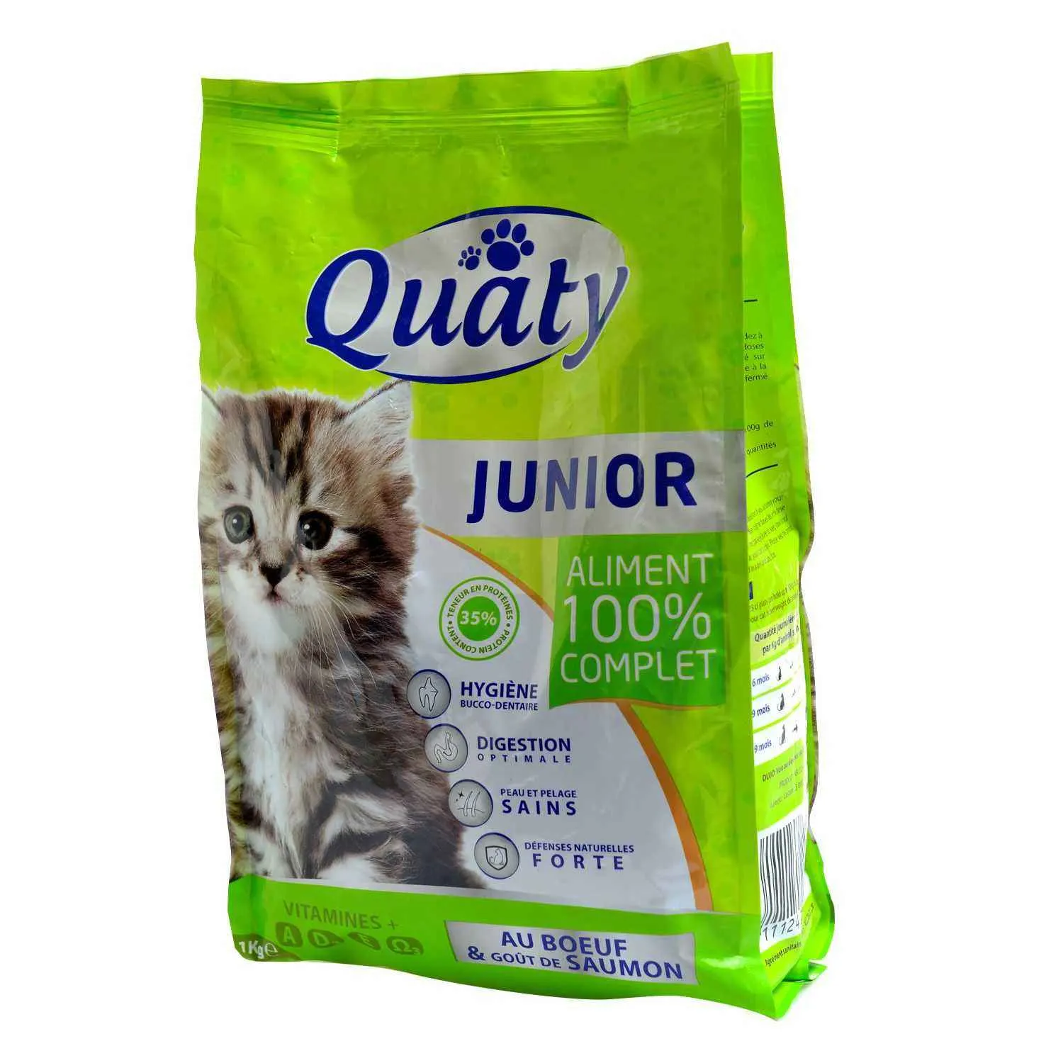 Croquettes au bœuf et goût de saumon pour chat junior 1Kg - QUATY 2