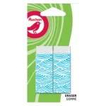 Lot de 2 gommes blanches rectangulaires avec fourreau motif bleu – AUCHAN 1