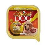Pâté au poulet et riz pour chien junior. Contenance : 150 g.