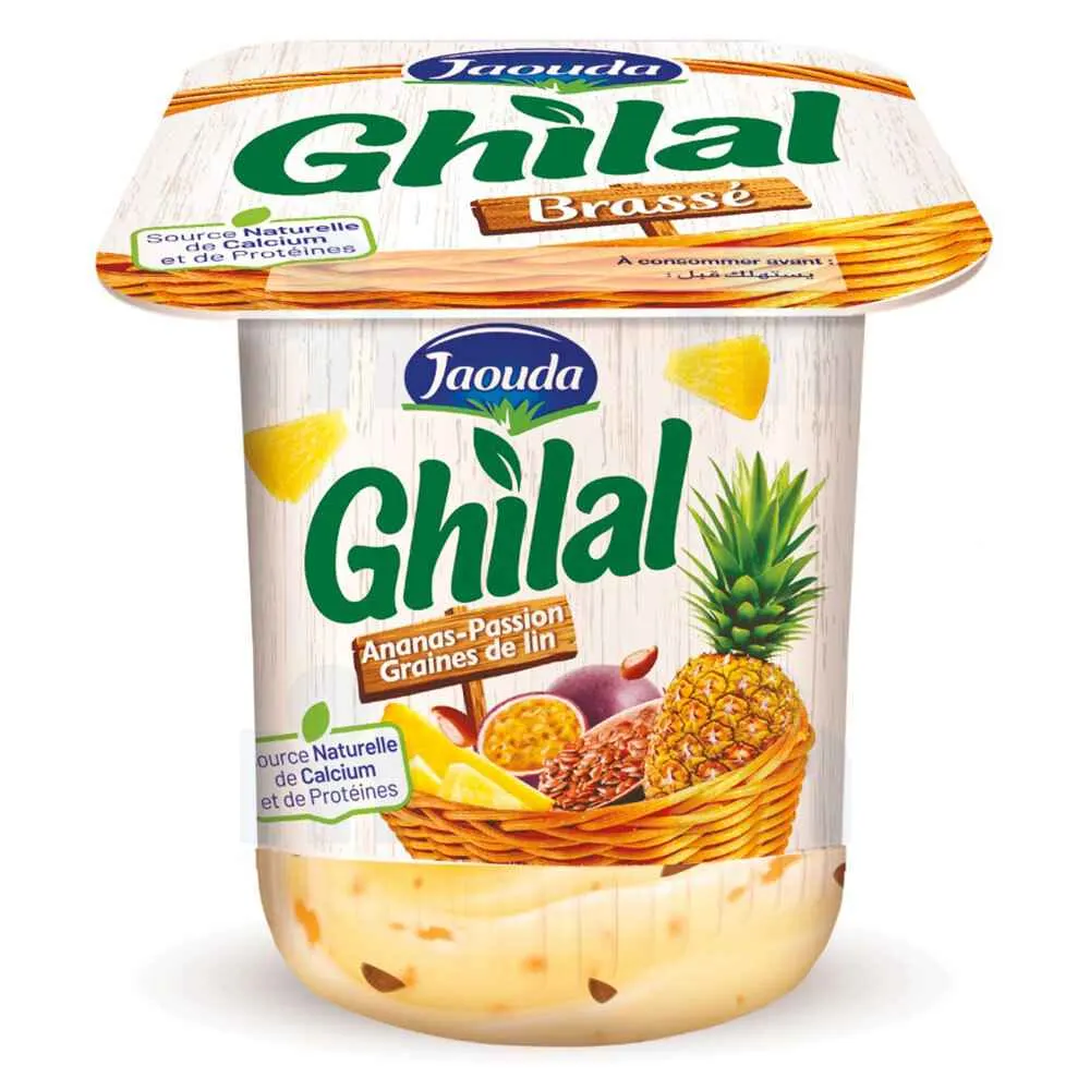 Yaourt ananas, passion et graines de lin