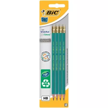 Crayon graphite evolution 655 embout gomme HB x4 - BIC